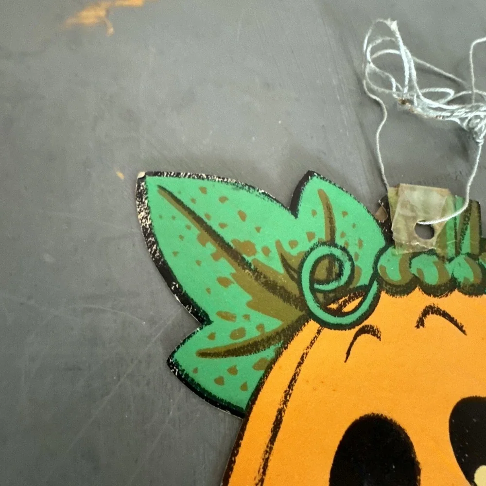 LOT 4 Vintage die cut pumpkin jack o lantern Halloween decoration paper ephemera